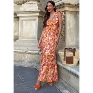 Zara Floral Ruffle Maxi Dress